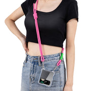 For Samsung Galaxy Z Flip3 GKK Airbag Hinge Full Coverage Phone Case with Crossbody Rope(Pink)