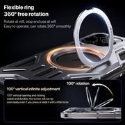 For iPhone 16 Aluminum Alloy Borderless MagSafe Rotating Holder Phone Case(Grey)