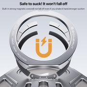 For iPhone 16 Aluminum Alloy Borderless MagSafe Rotating Holder Phone Case(Silver)