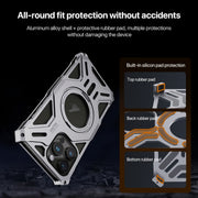For iPhone 16 Aluminum Alloy Borderless MagSafe Rotating Holder Phone Case(Silver)