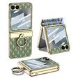 For Samsung Galaxy Z Flip6 / Flip7 FE GKK Rhombus Pattern Integrated Electroplated Leather Phone Case with Ring(Green) - free shipping - PMC Jewellery - Order now!