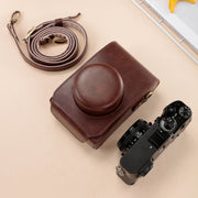 For FUJIFILM X100VI Full Body Leather Camera Case Bag with Strap(Black)