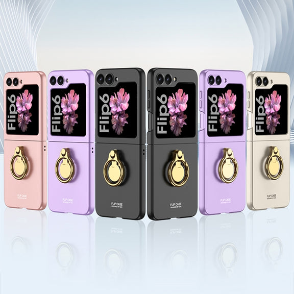 For Samsung Galaxy Z Flip6 / Flip7 FE GKK Integrated Ultra-thin Triaxial Ring Holder PC Phone Case(Pink)