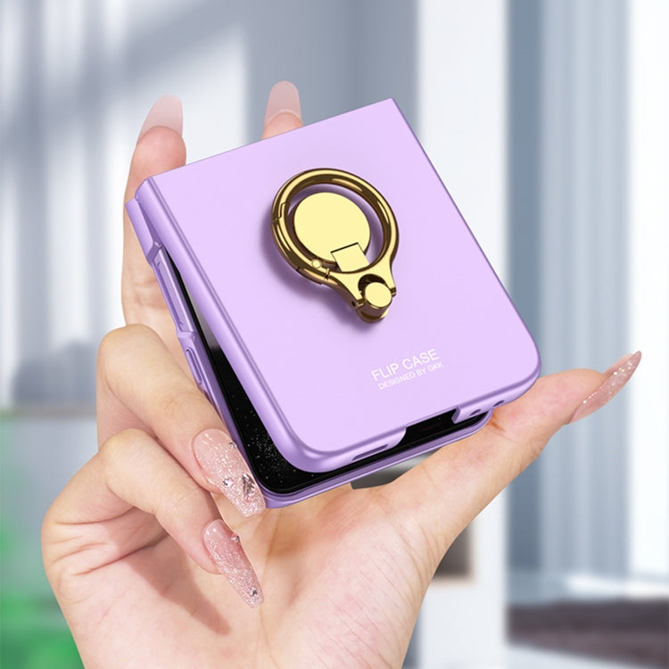 For Samsung Galaxy Z Flip6 GKK Integrated Ultra-thin Triaxial Ring Holder PC Phone Case(Purple)