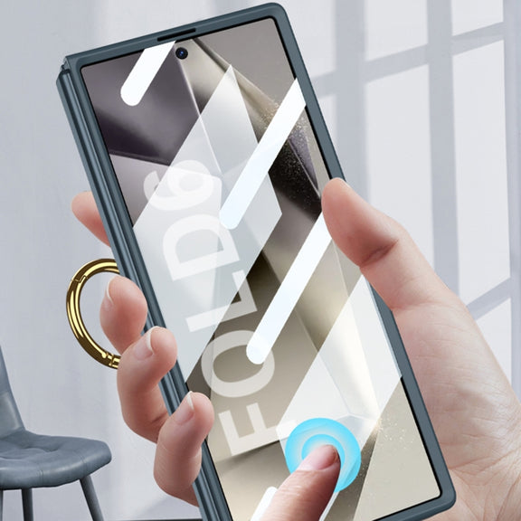 For Samsung Galaxy Z Fold6 GKK Integrated Ultra-thin Triaxial Ring Holder PC Phone Case(Black)