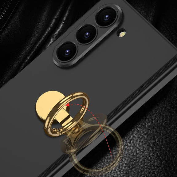 For Samsung Galaxy Z Fold6 GKK Integrated Ultra-thin Triaxial Ring Holder PC Phone Case(Black)