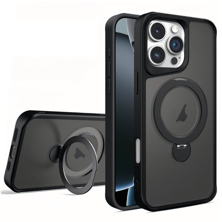 For iPhone 16 Pro Max Invisible Fulcrum Holder MagSafe Phone Case(Black)