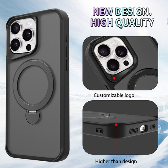 For iPhone 16 Plus Invisible Fulcrum Holder MagSafe Phone Case(Coffee)