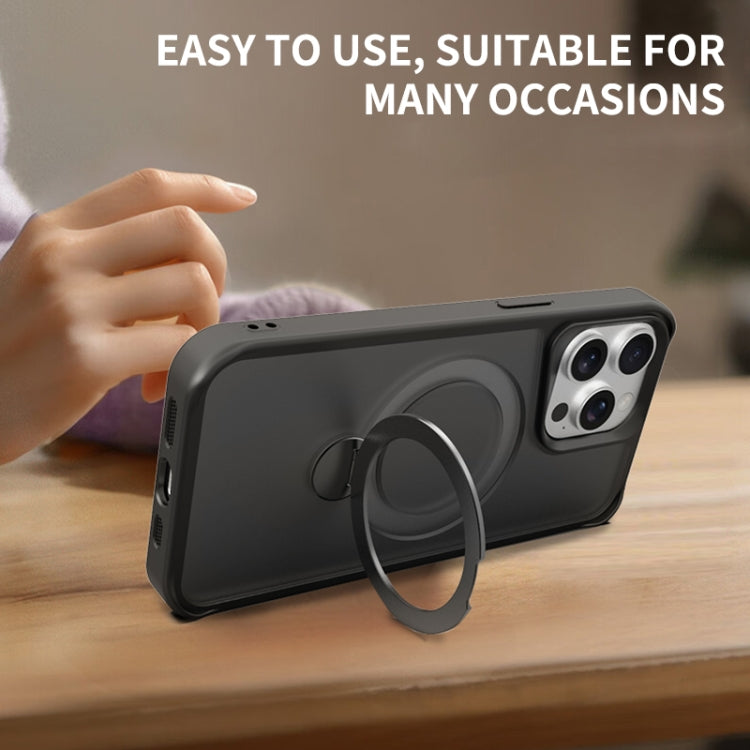 For iPhone 16 Plus Invisible Fulcrum Holder MagSafe Phone Case(Coffee)