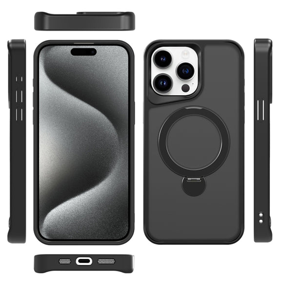 For iPhone 16 Pro Max Invisible Fulcrum Holder MagSafe Phone Case(Black)