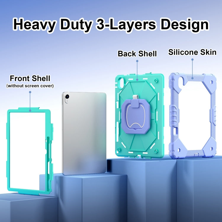 For Huawei Matepad 11.5 2023 Contrast Color Robot Silicone Hybrid PC Tablet Case(Purple Mint Green)