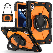 For Huawei MatePad Air 12 2024 Contrast Color Robot Silicone Hybrid PC Tablet Case(Black Orange)