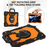 For Huawei MatePad Air 12 2024 Contrast Color Robot Silicone Hybrid PC Tablet Case(Black Orange)