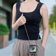 For Samsung Galaxy Z Flip6 GKK Clear Airbag Hinge Full Coverage Phone Case with Ring / Metal Chain(Silver)