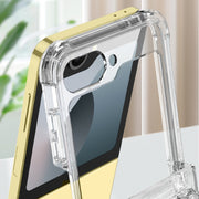 For Samsung Galaxy Z Flip6 / Flip7 FE GKK Clear Airbag Hinge Full Coverage Phone Case with Ring / Metal Chain(Gold)