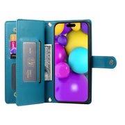For iPhone 16 Plus Nine Card-slot Zipper Wallet Bag Leather Phone Case(Blue)