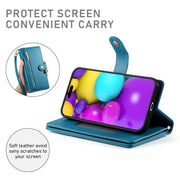 For iPhone 16 Plus Nine Card-slot Zipper Wallet Bag Leather Phone Case(Blue)