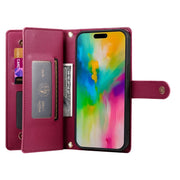 For iPhone 16 Pro Max Nine Card-slot Zipper Wallet Bag Leather Phone Case(Red)