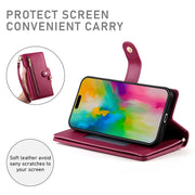 For iPhone 16 Pro Max Nine Card-slot Zipper Wallet Bag Leather Phone Case(Red)