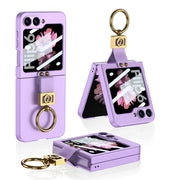 For Samsung Galaxy Z Flip6 GKK Integrated Ultra-thin Phone Case with Z Ring Holder(Purple)