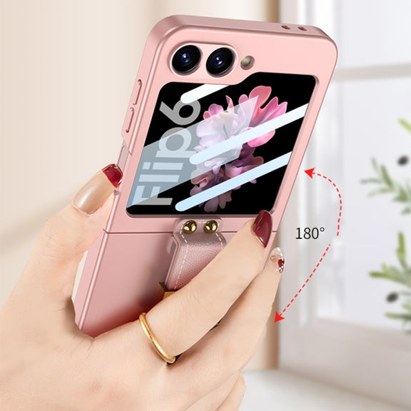 For Samsung Galaxy Z Flip6 / Flip7 FE GKK Integrated Ultra-thin Phone Case with Z Ring Holder(Pink)