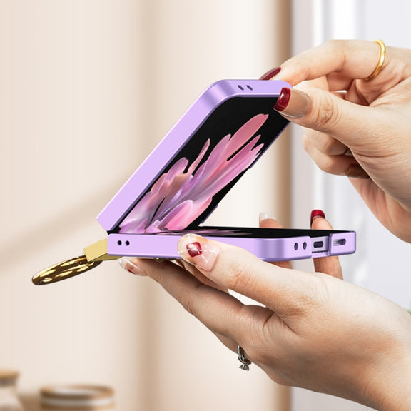 For Samsung Galaxy Z Flip6 GKK Integrated Ultra-thin Phone Case with Z Ring Holder(Titanium Grey)