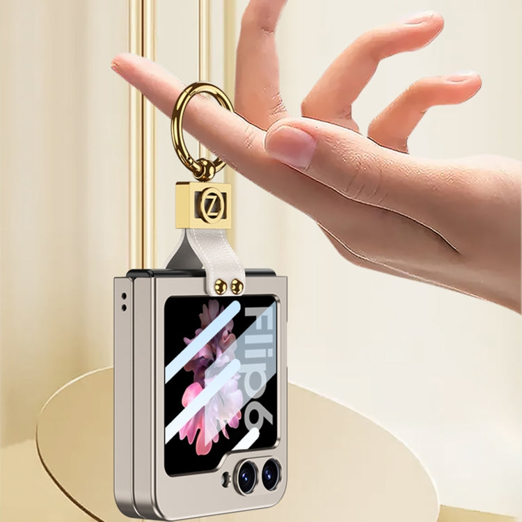 For Samsung Galaxy Z Flip6 GKK Integrated Ultra-thin Phone Case with Z Ring Holder(Titanium Grey)