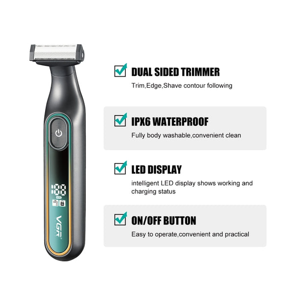 VGR V-360 5W USB Digital Display Electric T-shaped Shaver(Yellow)