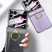 For Samsung Galaxy Z Flip6 GKK Integrated  Magnetic Folding Phantom Rotary Phone Case with Ring Holder(Champagne Gold)