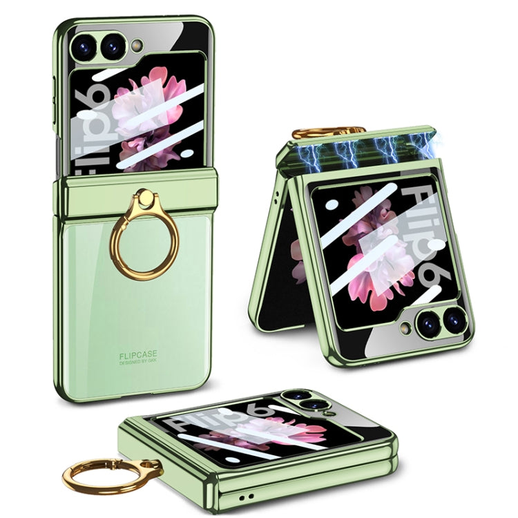For Samsung Galaxy Z Flip6 GKK Integrated  Magnetic Folding Phantom Rotary Phone Case with Ring Holder(Green)