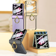 For Samsung Galaxy Z Flip6 GKK Integrated  Magnetic Folding Phantom Rotary Phone Case with Ring Holder(Green)