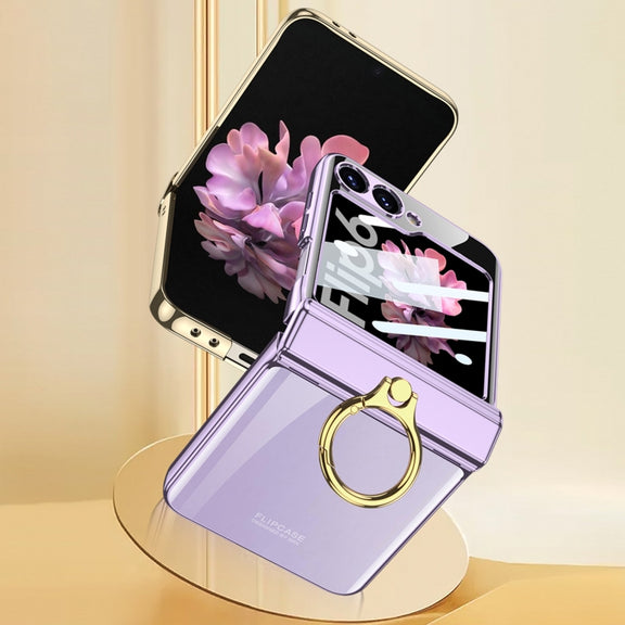 For Samsung Galaxy Z Flip6 GKK Integrated  Magnetic Folding Phantom Rotary Phone Case with Ring Holder(Green)