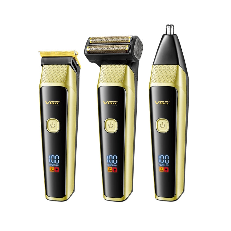 VGR V-366 5W USB 3 in 1 Nose Hair Care LCD Digital Display Electric Shaver(Yellow)