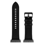 For Apple Watch Ultra 49mm Wilderness Top-grain Leather Watch Band(Black Connector Black)