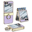 For Samsung Galaxy Z Flip6 / Flip7 FE GKK Integrated Electroplated Crocodile Texture Leather Phone Case with Ring(Purple) - free shipping - PMC Jewellery - Order now!