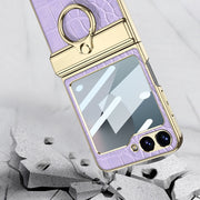 For Samsung Galaxy Z Flip6 / Flip7 FE GKK Integrated Electroplated Crocodile Texture Leather Phone Case with Ring(Red)