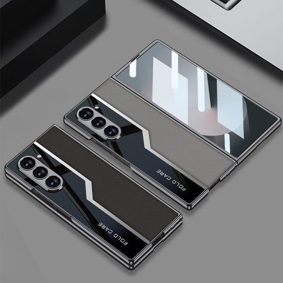 For Samsung Galaxy Z Fold6 GKK Integrated Plating TPU + Leather Supercar Full Coverage Phone Case(Titanium Grey)