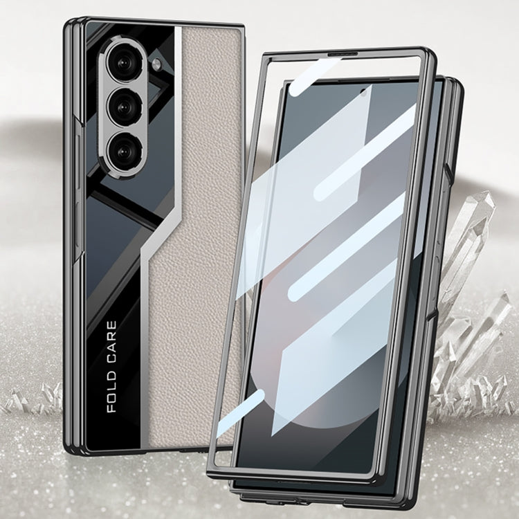 For Samsung Galaxy Z Fold6 GKK Integrated Plating TPU + Leather Supercar Full Coverage Phone Case(Titanium Grey)