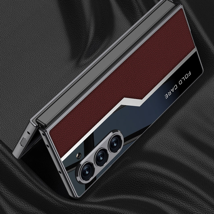 For Samsung Galaxy Z Fold6 GKK Integrated Plating TPU + Leather Supercar Full Coverage Phone Case(Titanium Grey)
