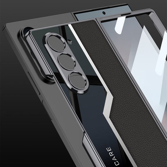 For Samsung Galaxy Z Fold6 GKK Integrated Plating TPU + Leather Supercar Full Coverage Phone Case(Titanium Grey)