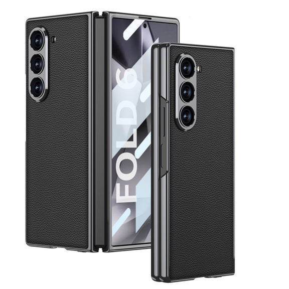 For Samsung Galaxy Z Fold6 GKK Integrated Plating Leather Full Coverage Phone Case(Black)