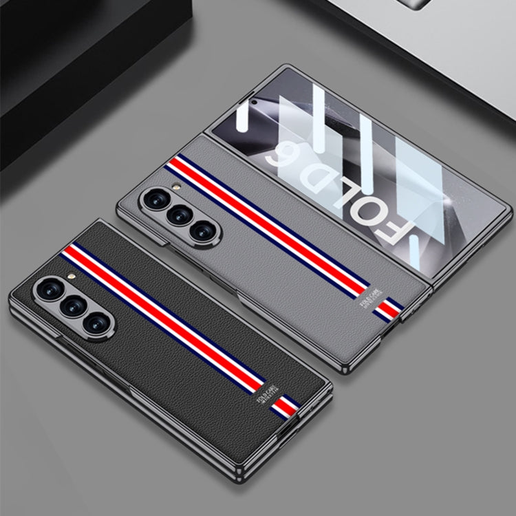 For Samsung Galaxy Z Fold6 GKK Integrated Plating Leather Full Coverage Phone Case(Grey)