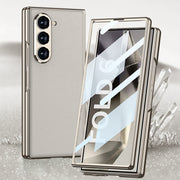 For Samsung Galaxy Z Fold6 GKK Integrated Plating Leather Full Coverage Phone Case(Special White)