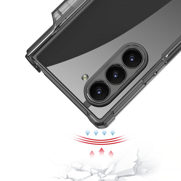 For Samsung Galaxy Z Fold6 GKK Integrated Airbag Hinge Full Coverage Phone Case with Holder / Pen Box, Not Included Pen(Black)
