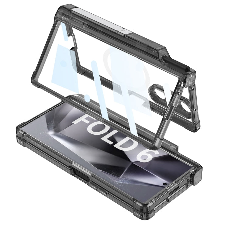 For Samsung Galaxy Z Fold6 GKK Integrated Airbag Hinge Full Coverage MagSafe Phone Case with Holder / Pen Box, Not Included Pen(Green)