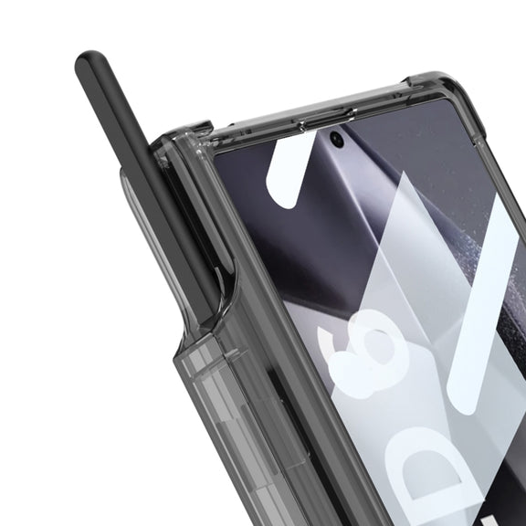 For Samsung Galaxy Z Fold6 GKK Integrated Airbag Hinge Full Coverage MagSafe Phone Case with Holder / Pen Box, Not Included Pen(Transparent)
