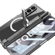 For Samsung Galaxy Z Fold6 GKK Integrated Airbag Hinge Full Coverage MagSafe Phone Case with Holder / Pen Box, Not Included Pen(Transparent)