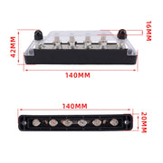Pair 6 Way 48V 150A M6 Power Distribution Block Terminal Studs with 12pcs Terminals(Black + Red)