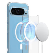 For Google Pixel 9 Pro Big Pore Acrylic PC Hybrid TPU MagSafe Phone Case(Transparent)