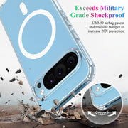 For Google Pixel 9 Pro Big Pore Acrylic PC Hybrid TPU MagSafe Phone Case(Transparent)